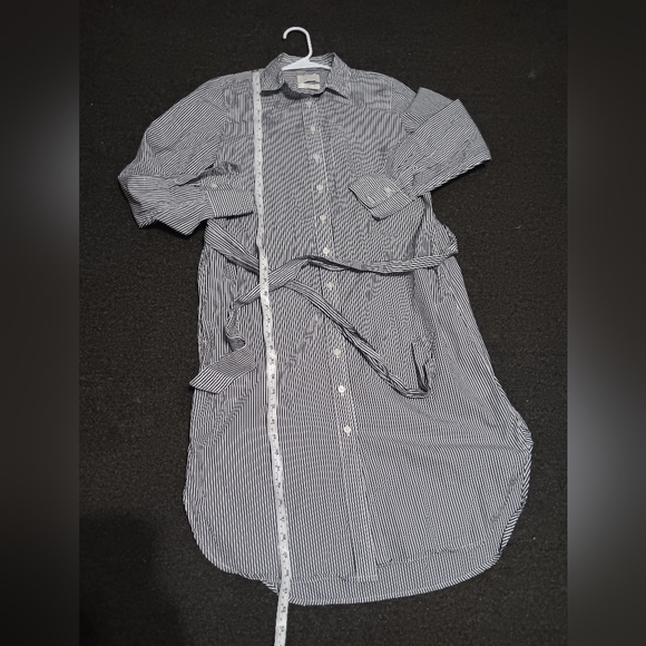 J. Crew 100% Coton,grey and White Buttoned Tie Front Shirt Dress - Picture 4 of 8